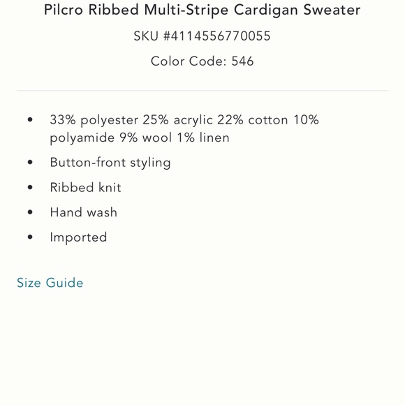 Nwt pilcro Striped Multicolor Button-Up Cardigan - Picture 3 of 5